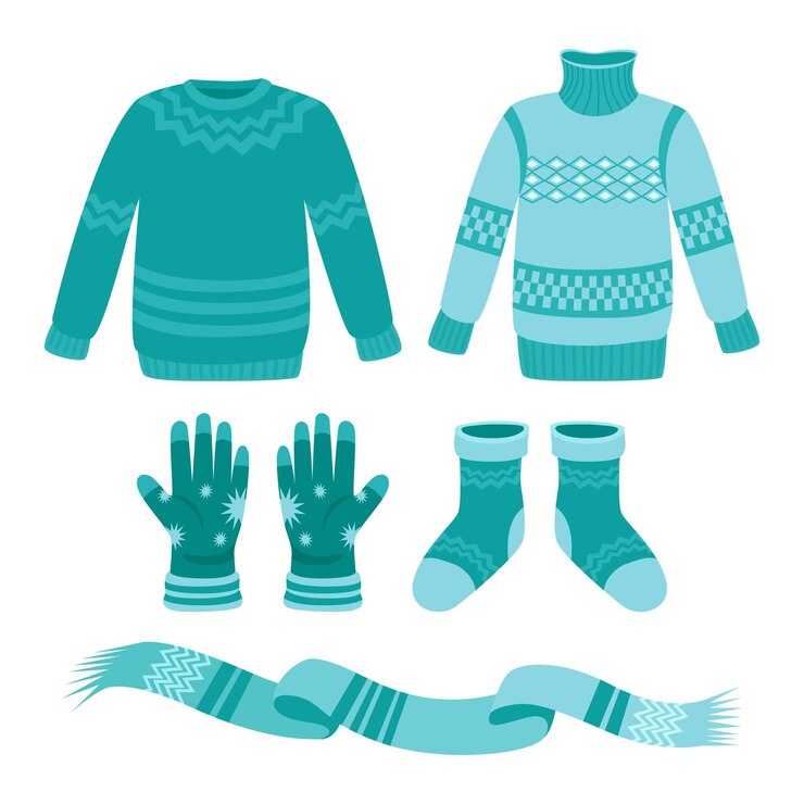 無料Vector 手描きの平らな冬服と必需品のコレクション