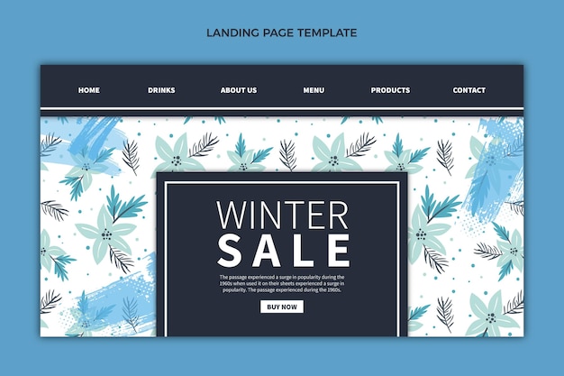 Free vector hand drawn flat winter landing page template