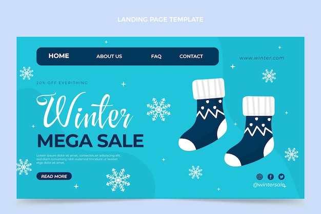 Hand drawn flat winter landing page template