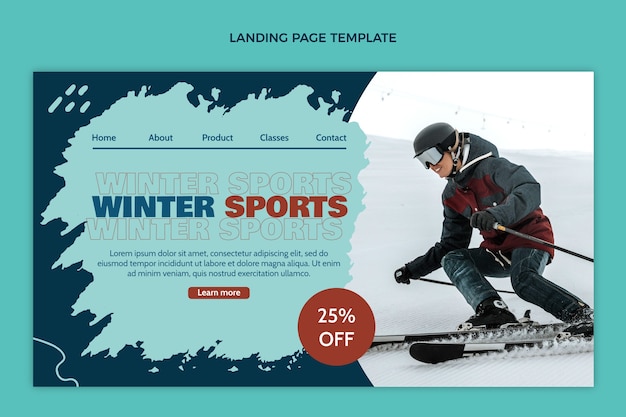 Hand drawn flat winter landing page template