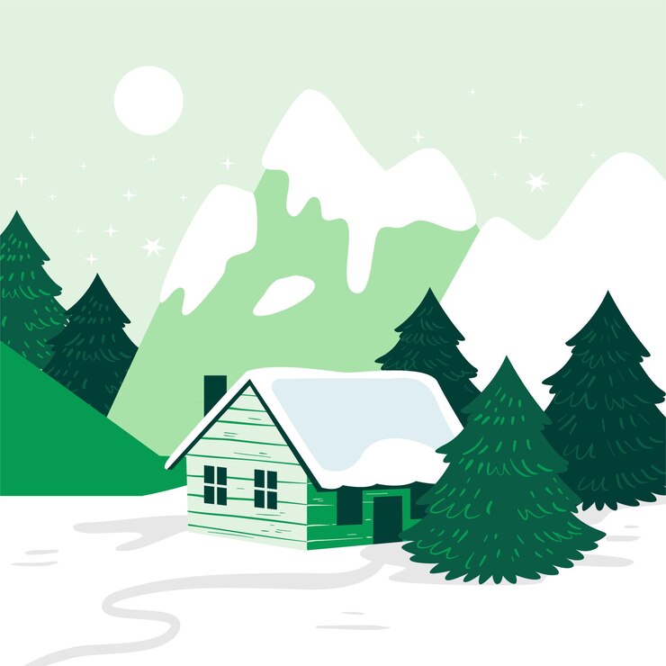 Free Vector hand drawn flat winter landscape
