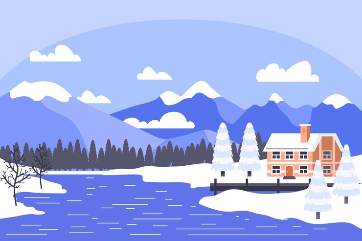 Free Vector hand drawn flat winter landscape