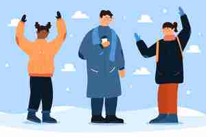 Free vector hand drawn flat winter people collection