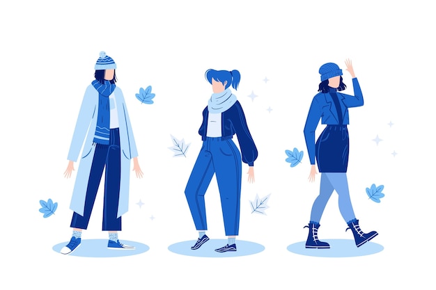 Free vector hand drawn flat winter people collection