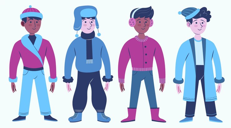 Free Vector hand drawn flat winter people collection