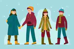 Free vector hand drawn flat winter people collection