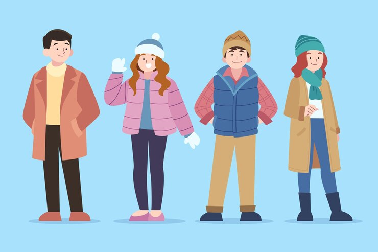 Бесплатный Вектор коллекция рисованной плоских зимних людей