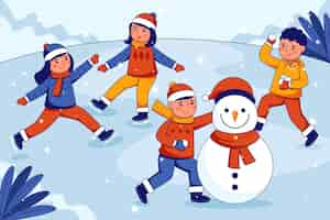 Free vector hand drawn flat winter people collection