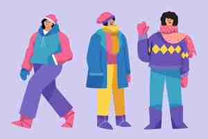 Free vector hand drawn flat winter people collection