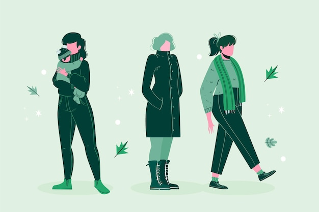 Free vector hand drawn flat winter people collection