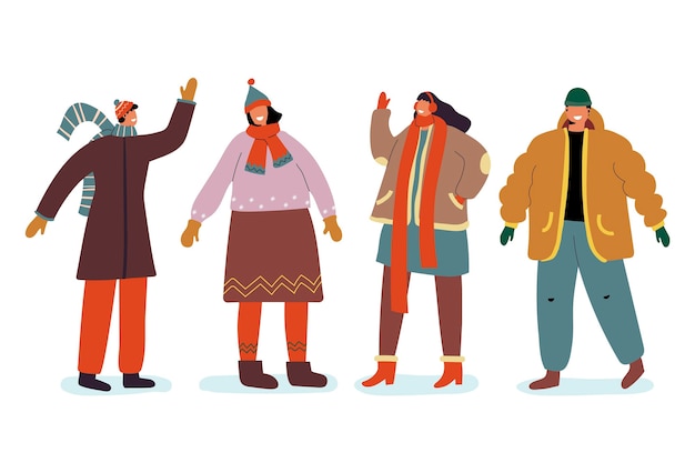 Free vector hand drawn flat winter people collection