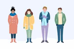 Free vector hand drawn flat winter people collection