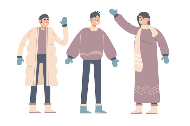 Free vector hand drawn flat winter people collection