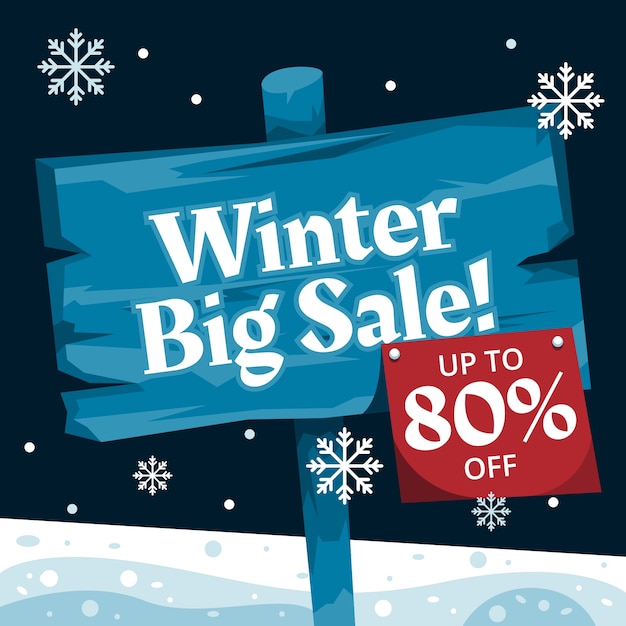 Free vector hand drawn flat winter sale banner illustration