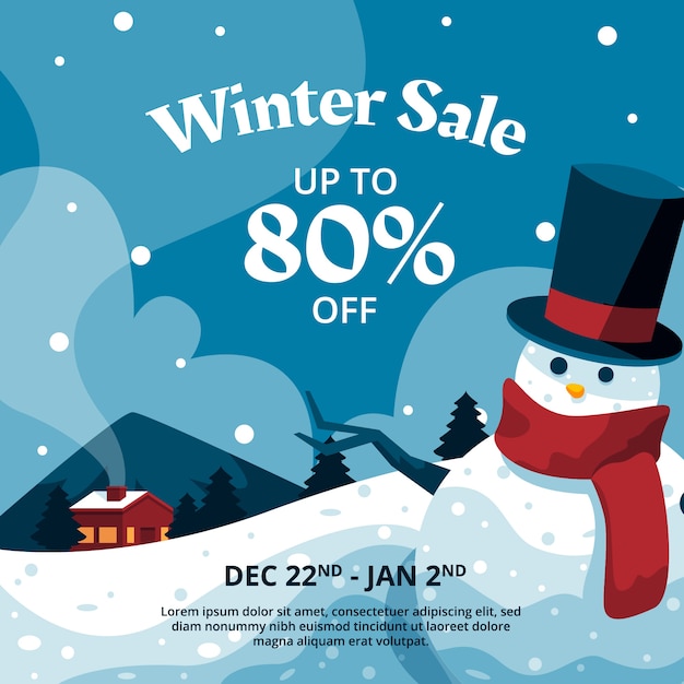 Free vector hand drawn flat winter sale banner illustration