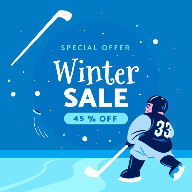 Free vector hand drawn flat winter sale illustration and banner