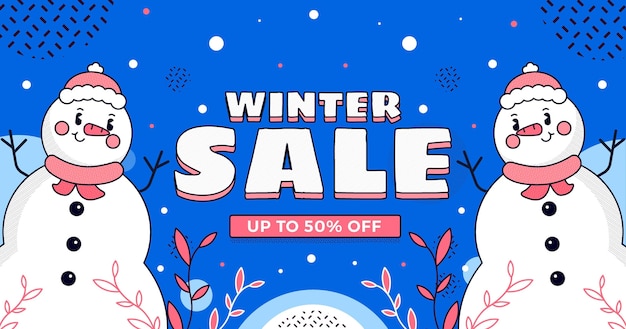 Free vector hand drawn flat winter sale illustration and banner