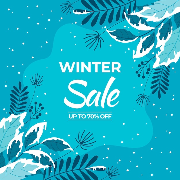 Free vector hand drawn flat winter sale illustration and square banner