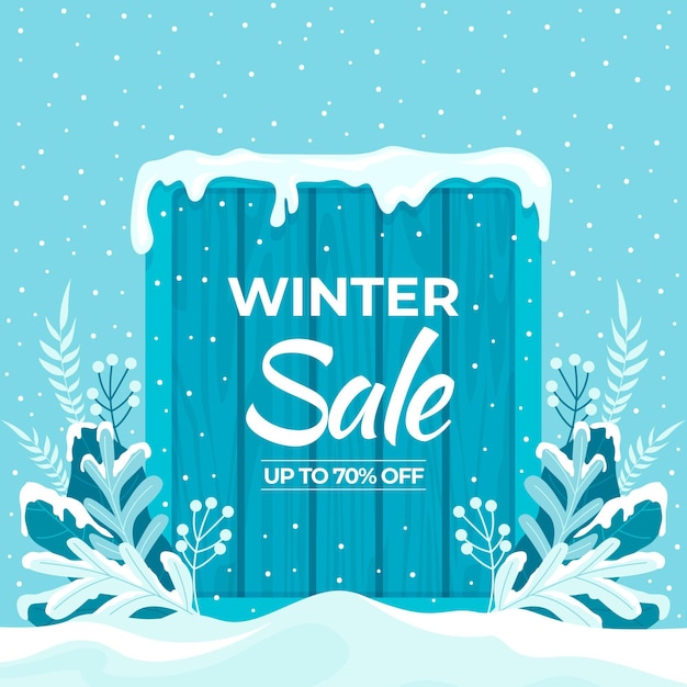 Free vector hand drawn flat winter sale illustration and square banner