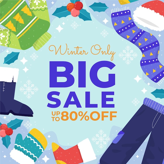 Free vector hand drawn flat winter sale illustration