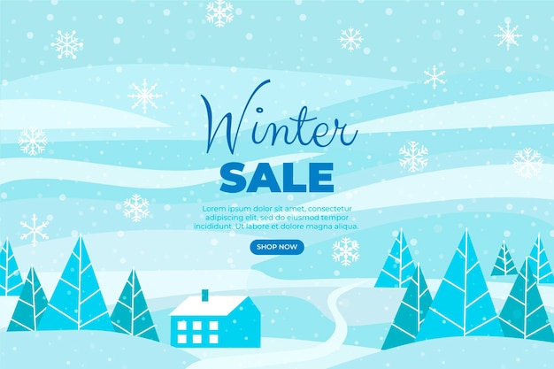 Hand drawn flat winter sale illustration