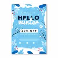 Free vector hand drawn flat winter sale vertical poster template