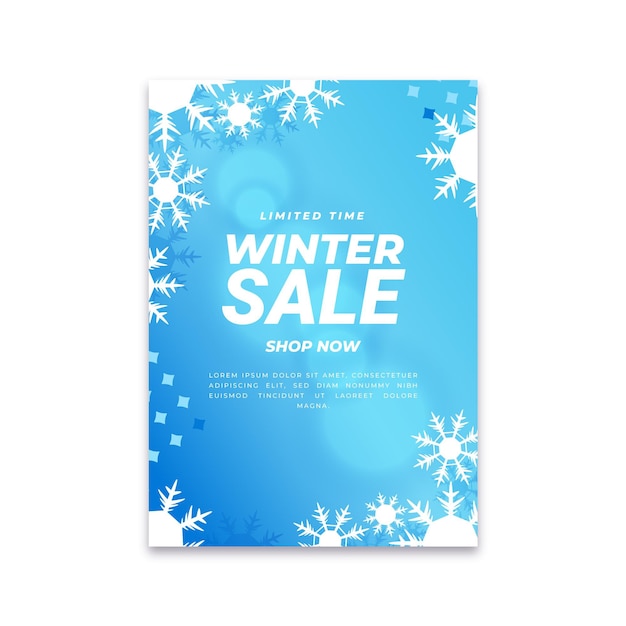 Hand drawn flat winter sale vertical poster template