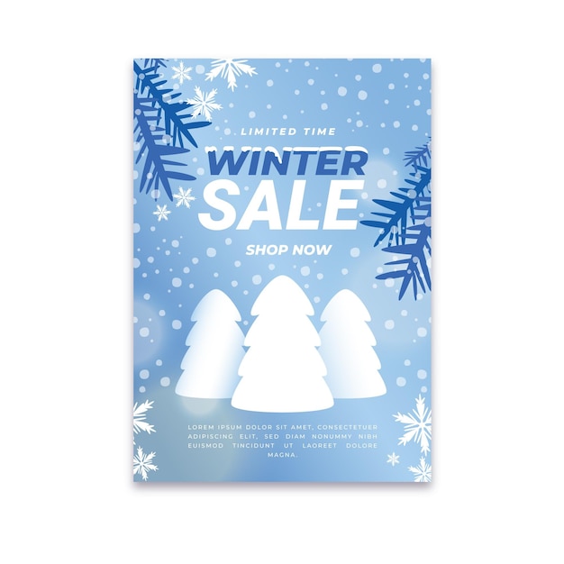 Free vector hand drawn flat winter sale vertical poster template