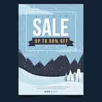 Free vector hand drawn flat winter sale vertical poster template