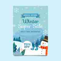 Free vector hand drawn flat winter sale vertical poster template