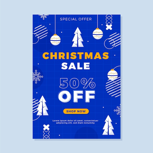 Free vector hand drawn flat winter sale vertical poster template