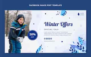 Free vector hand drawn flat winter social media post template