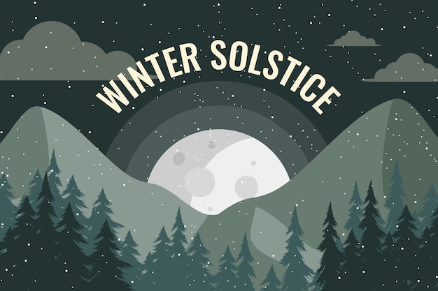 Fondo piatto disegnato a mano del solstizio d'inverno