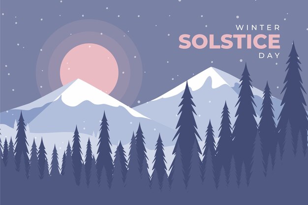 Hand drawn flat winter solstice background