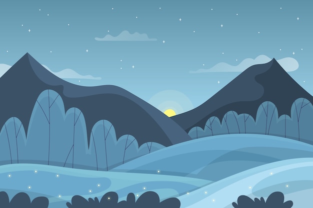 Fondo piatto disegnato a mano del solstizio d'inverno