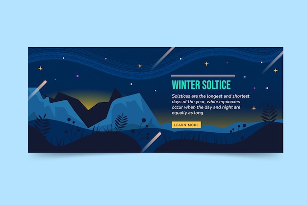 Vettore gratuito banner orizzontale solstizio d'inverno piatto disegnato a mano