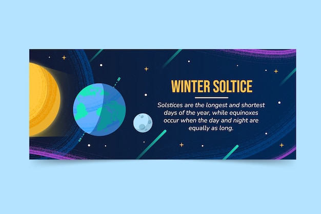 Vettore gratuito banner orizzontale solstizio d'inverno piatto disegnato a mano
