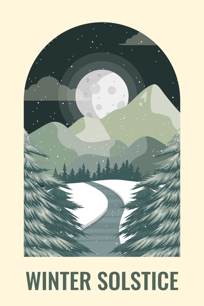 Hand drawn flat winter solstice illustration