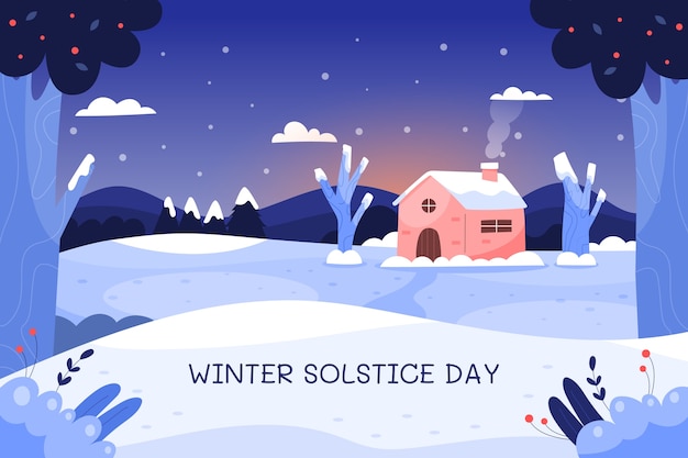 Hand drawn flat winter solstice illustration