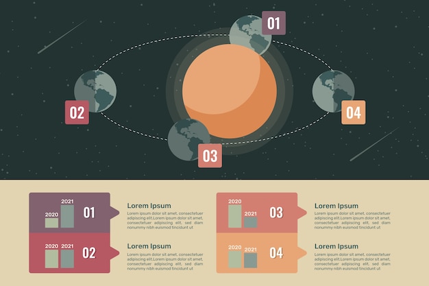 Hand drawn flat winter solstice infographic template