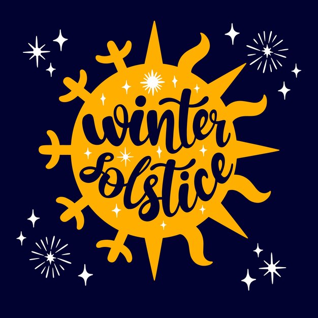 Hand drawn flat winter solstice lettering