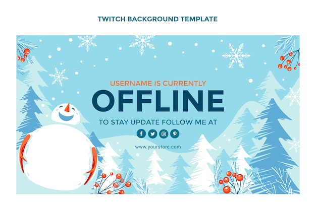 Hand Drawn Flat Winter Twitch Background – Free Download
