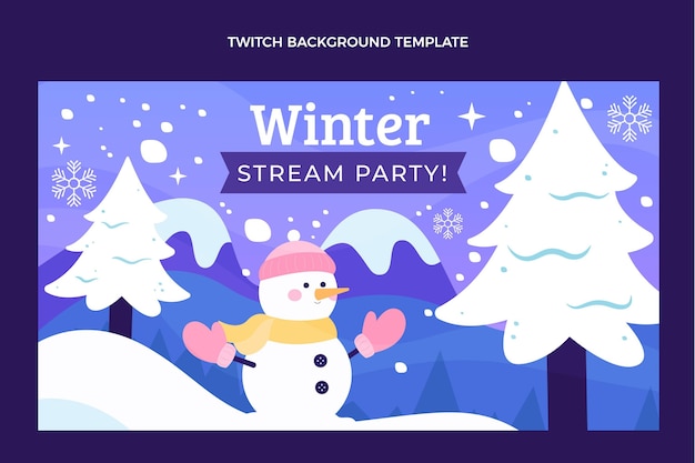 Free vector hand drawn flat winter twitch background