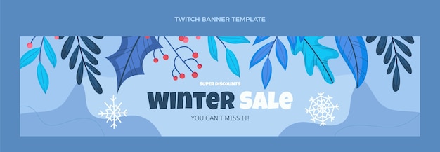 Free vector hand drawn flat winter twitch banner