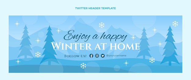 Free vector hand drawn flat winter twitter header