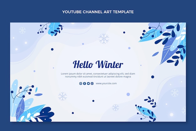 Arte del canale youtube invernale piatta disegnata a mano