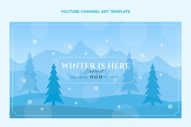 Vettore gratuito arte del canale youtube invernale piatta disegnata a mano