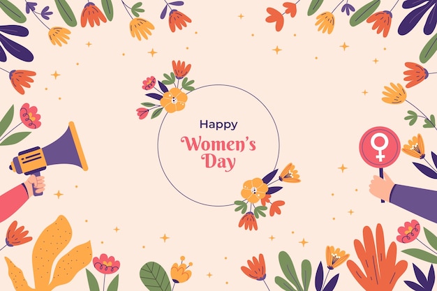 Free vector hand drawn flat women's day background