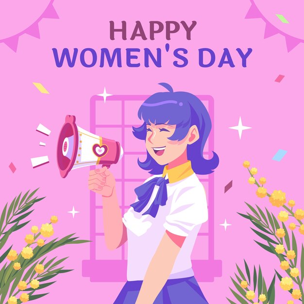 Hand drawn flat women's day illustration