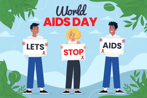 Fondo piatto disegnato a mano della giornata mondiale dell'aids